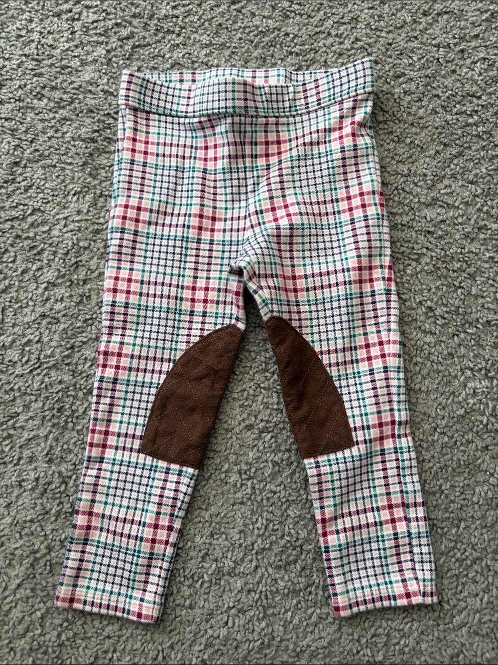 Janie and Jack Plaid Leggings with Brown Knee Patches